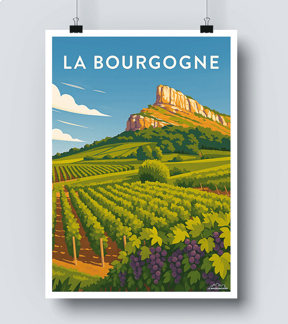 Affiche carte des vins de Bourgogne - La Majorette à Moustache Affiche carte des vins de Bourgogne - La Majorette à Moustache