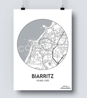 Affiche Carte Biarritz