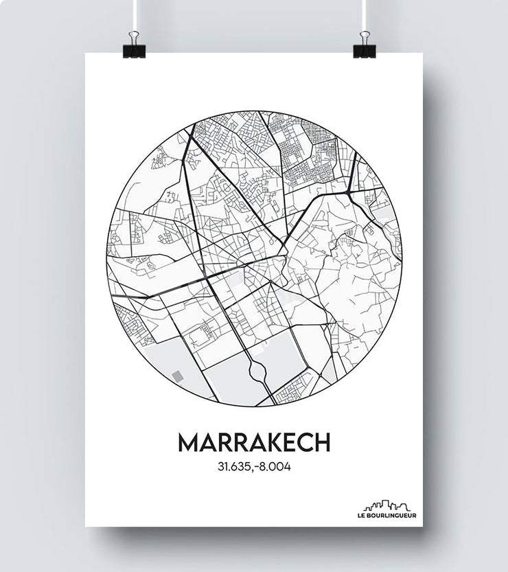 Affiche Carte Marrakech
