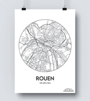 Affiche Carte Rouen