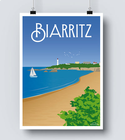 Affiche Biarritz la plage