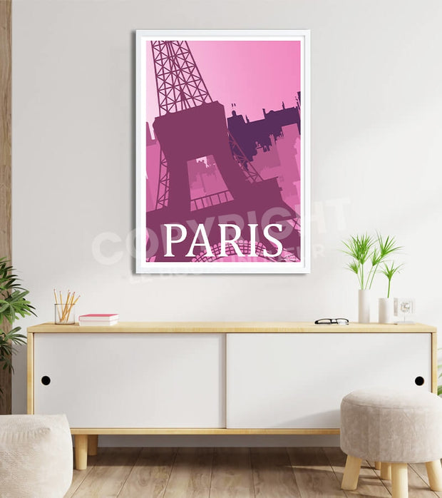 Poster retro Tour eiffel Paris
