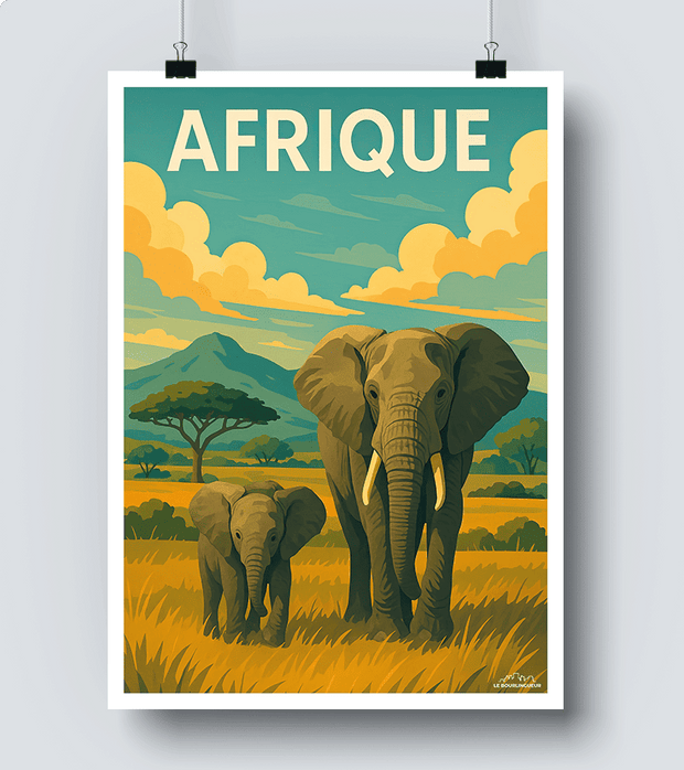 Affiche Afrique Eléphants