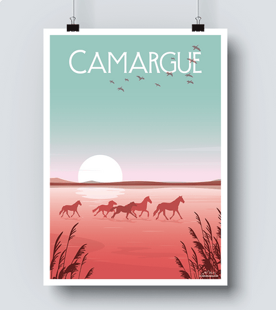 Affiche Chevaux de Camargue