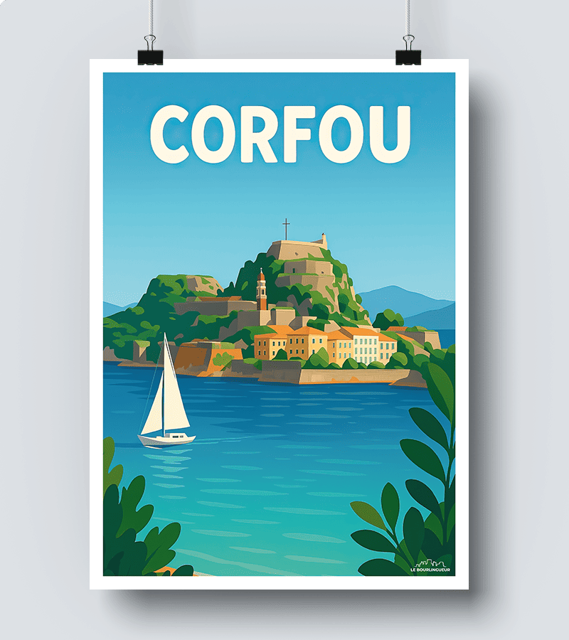 Carte interactive de l’île de Corfou en mer Ionienne
