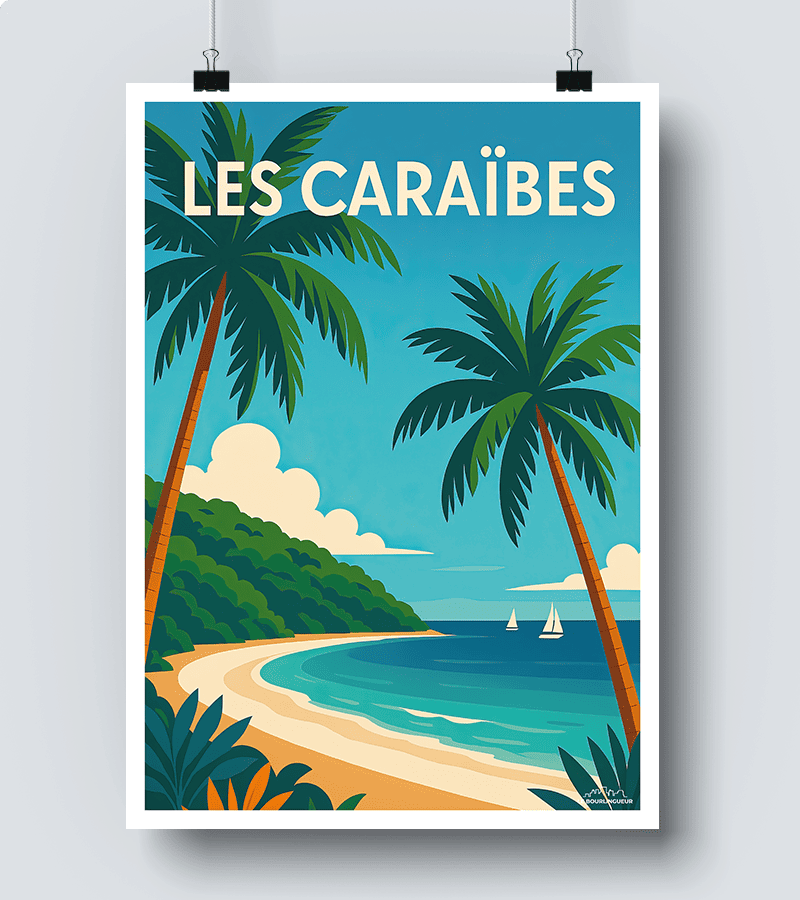 Poster Vintage Anguilla Caraïbes 60x90 Cm - Impression Sur Toile, Décoration Murale Salon/chambre