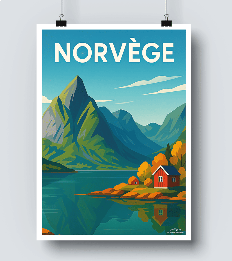 Affiche Norvège Norway Norge Pays du Ski - Affiche Vintage Affiche Norvège Norway Norge Pays du Ski - Affiche Vintage