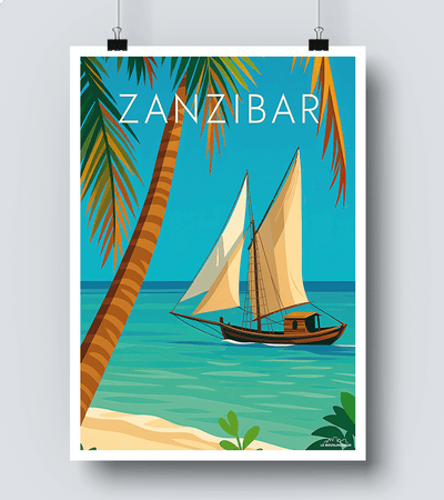 Affiche plage de Zanzibar