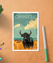 Carte Postale Taureaux de Camargue