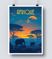 Affiche Afrique Eléphants