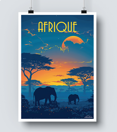 Affiche Afrique Eléphants