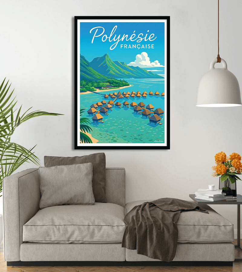 Poster de voyage vintage Maeva Girl Tahiti sur toile pour décoration murale de la maison ou de la chambre