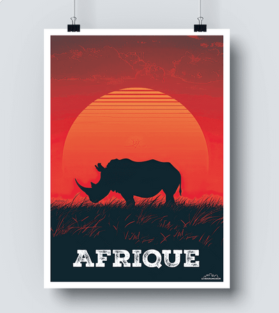 Affiche Afrique Rhinocéros