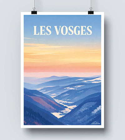 Affiche Vintage Des Vosges - Poster Multicolore En Papier - Neuf - Décoration Murale France