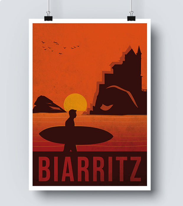 Affiche Surf Biarritz 30X40 Poster