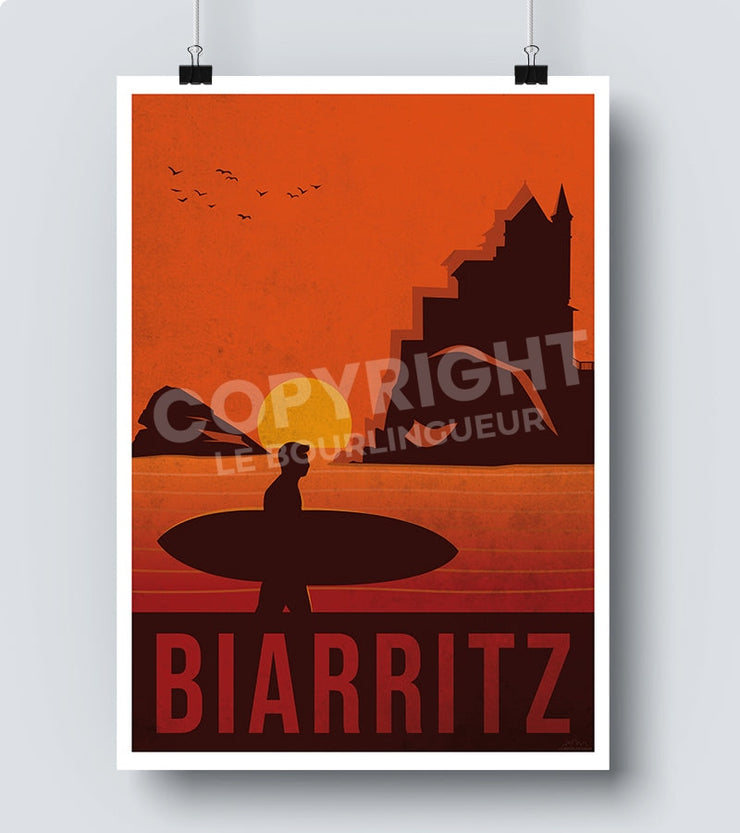 Affiche Surf Biarritz 30X40 Poster