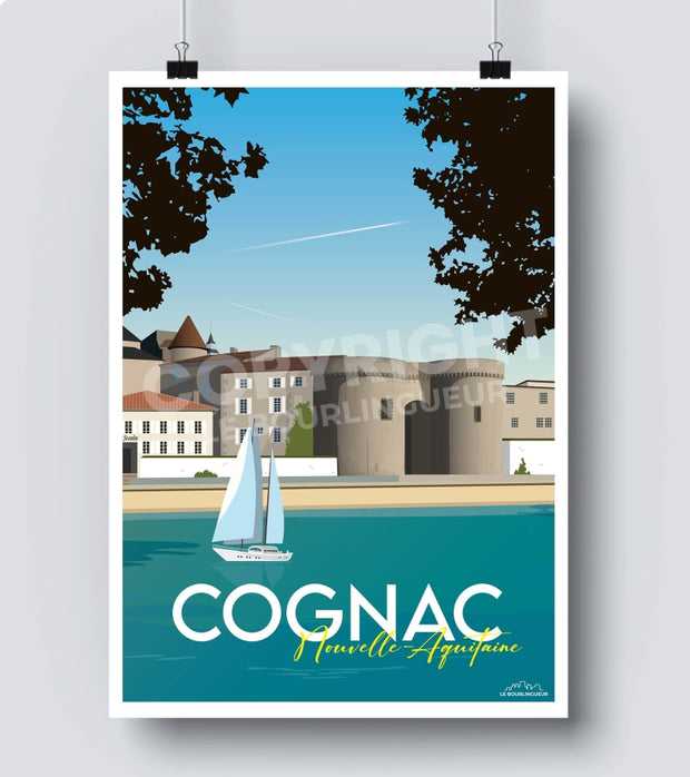 Affiche vintage de Cognac Nouvelle acquitaine