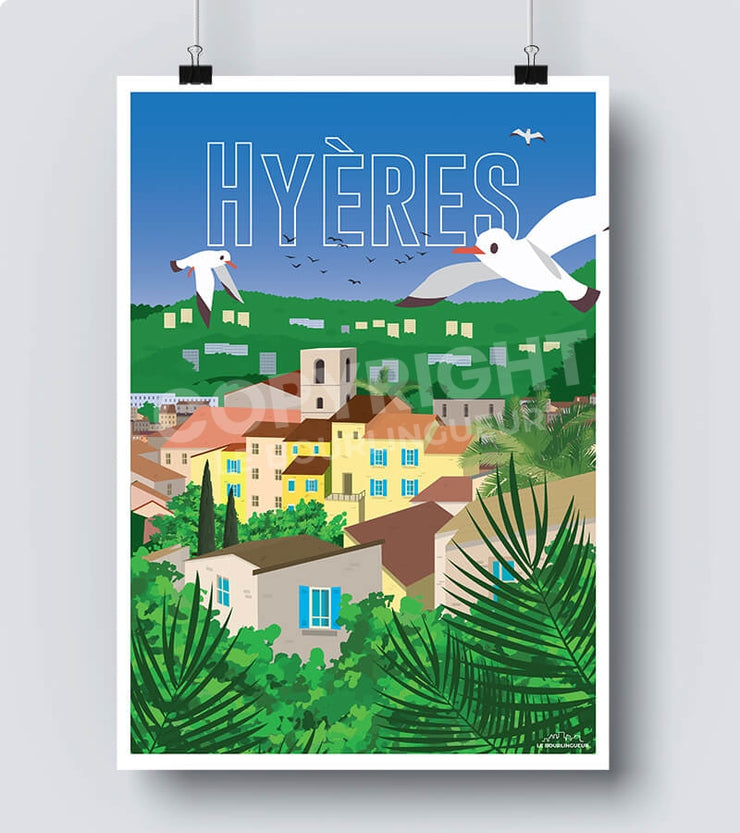 Affiche de Hyeres ville du sud