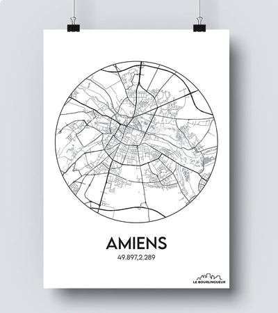 Affiche Carte Amiens