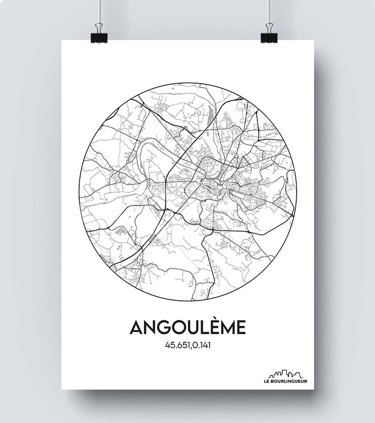 Affiche Carte Angoulème