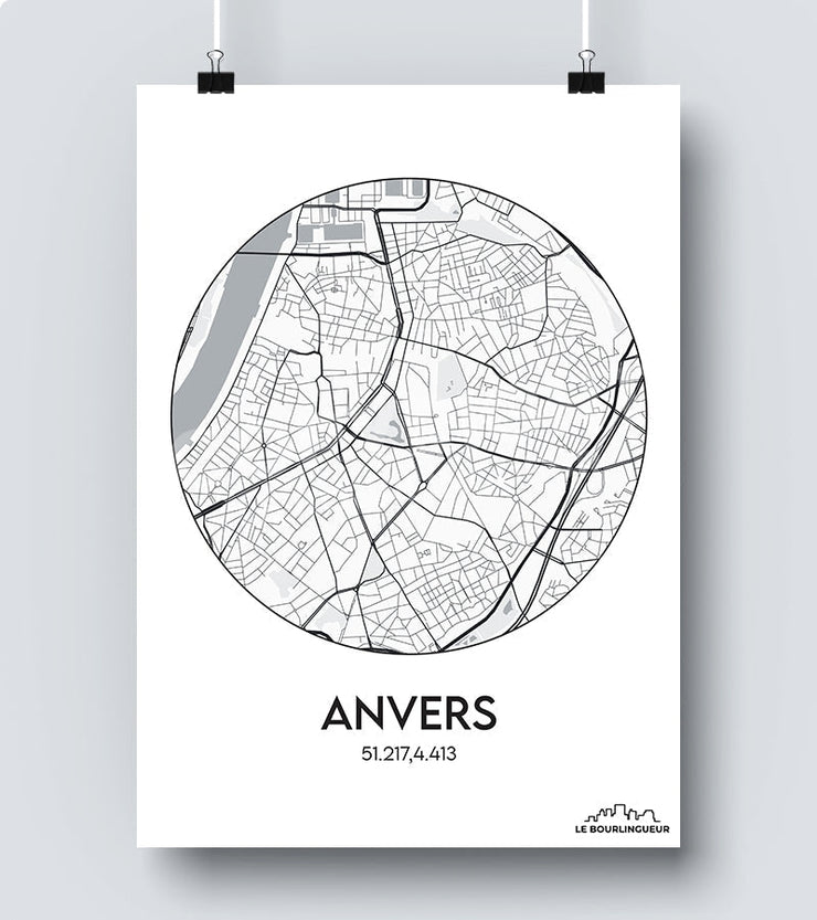 Affiche Carte Anvers
