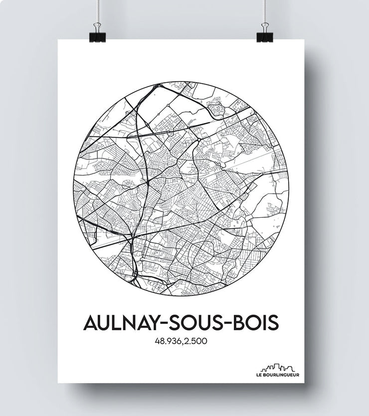 Affiche Carte Aulnay-sous-bois