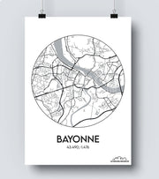 Affiche Carte Bayonne