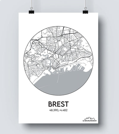 Affiche Carte Brest