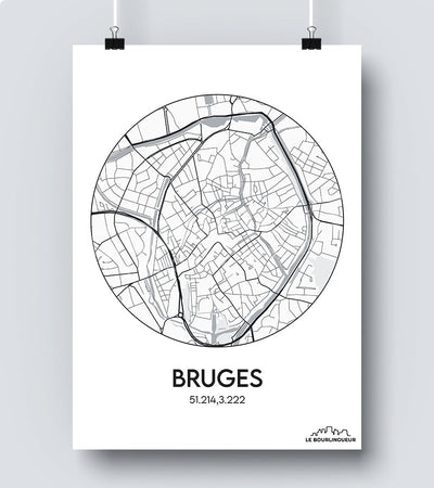 Affiche Carte Bruges