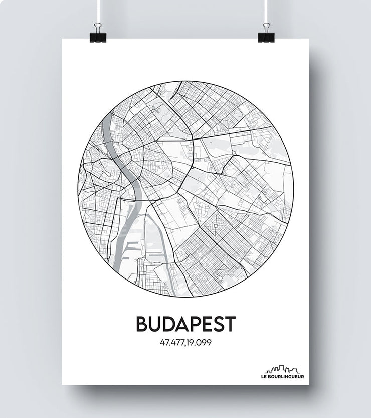 Affiche Carte Budapest