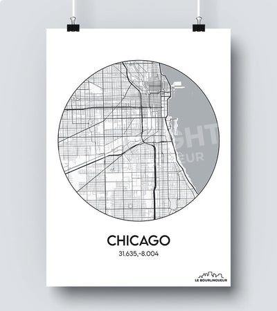 Affiche Carte Chicago