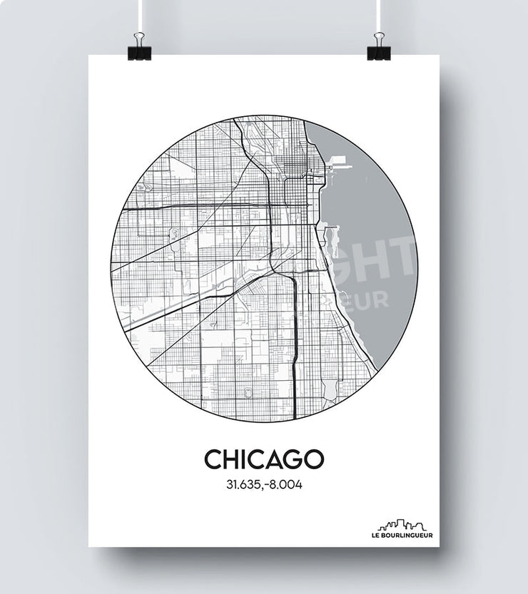 Affiche Carte Chicago