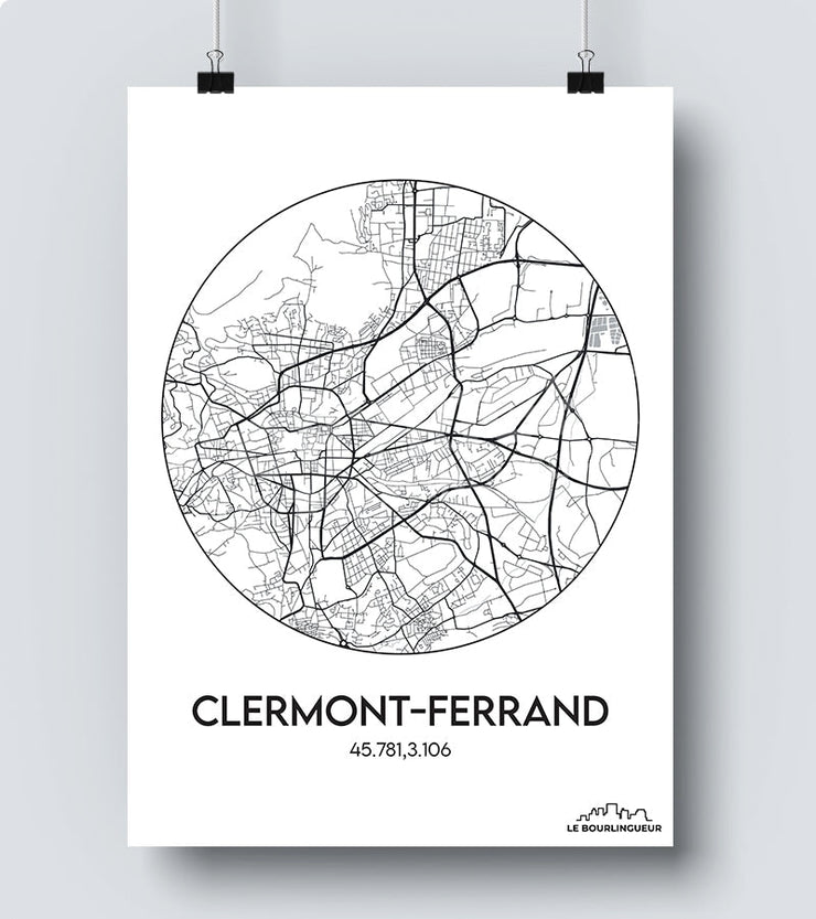 Affiche Carte Clermont Ferrand