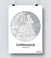 Affiche Carte Copenhague