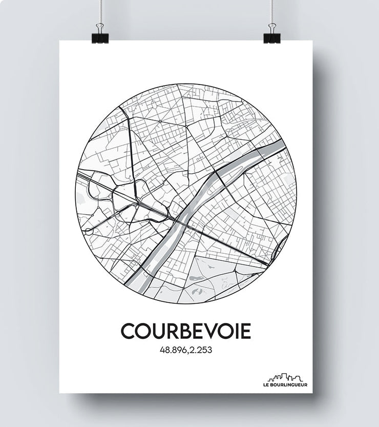 Affiche Carte Courbevoie