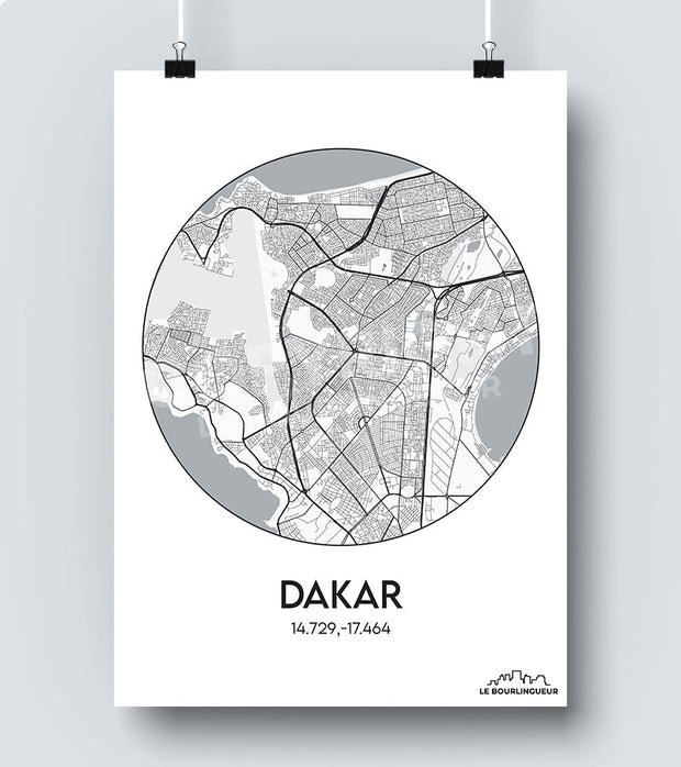Affiche Carte Dakar