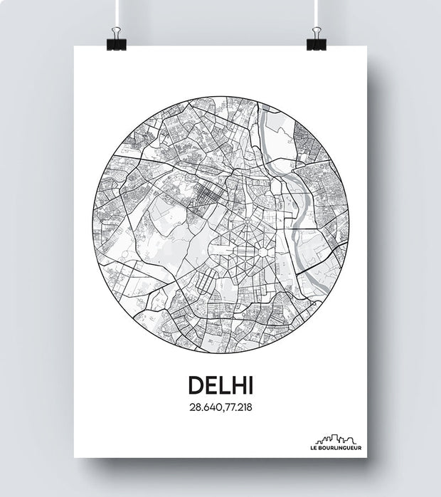 Affiche Carte Delhi