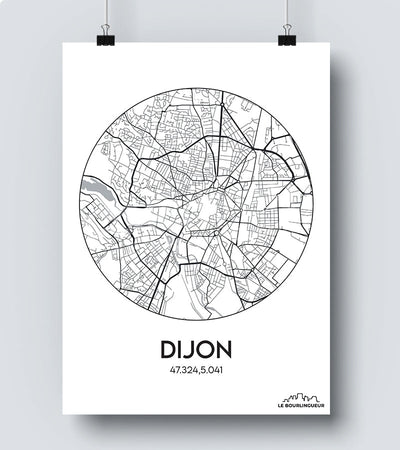 Affiche Carte Dijon