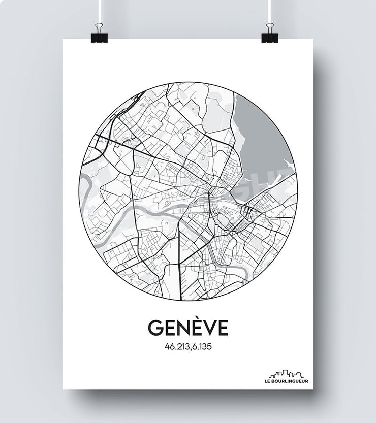 Affiche Carte Geneve