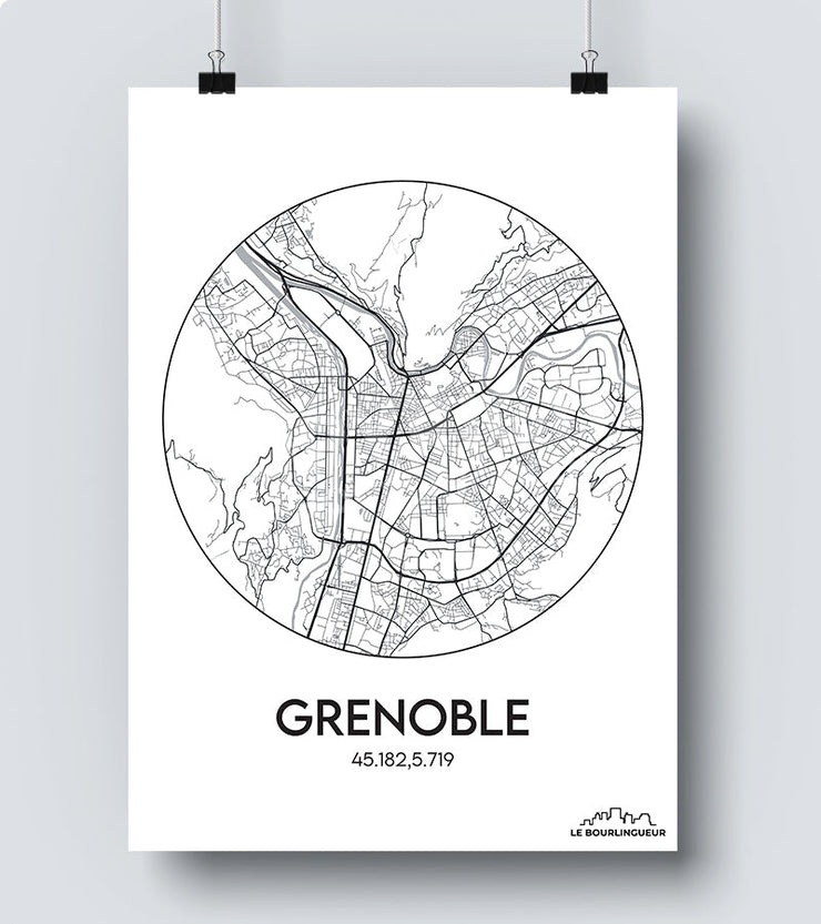 Affiche Carte Grenoble