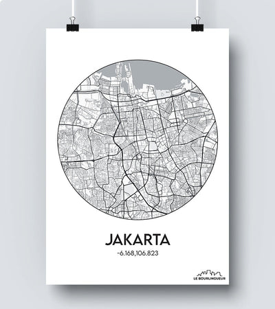 Affiche Carte Jakarta