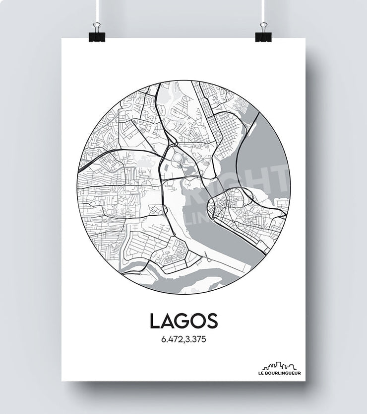 Affiche Carte Lagos