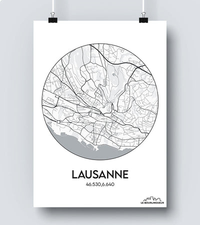 Affiche Carte Lausanne