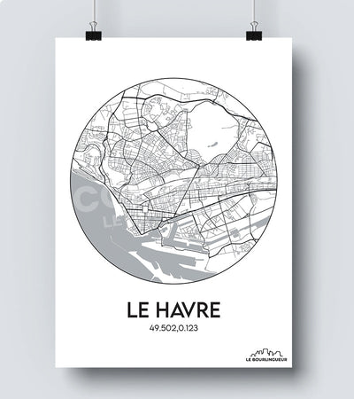 Affiche Carte Le Havre