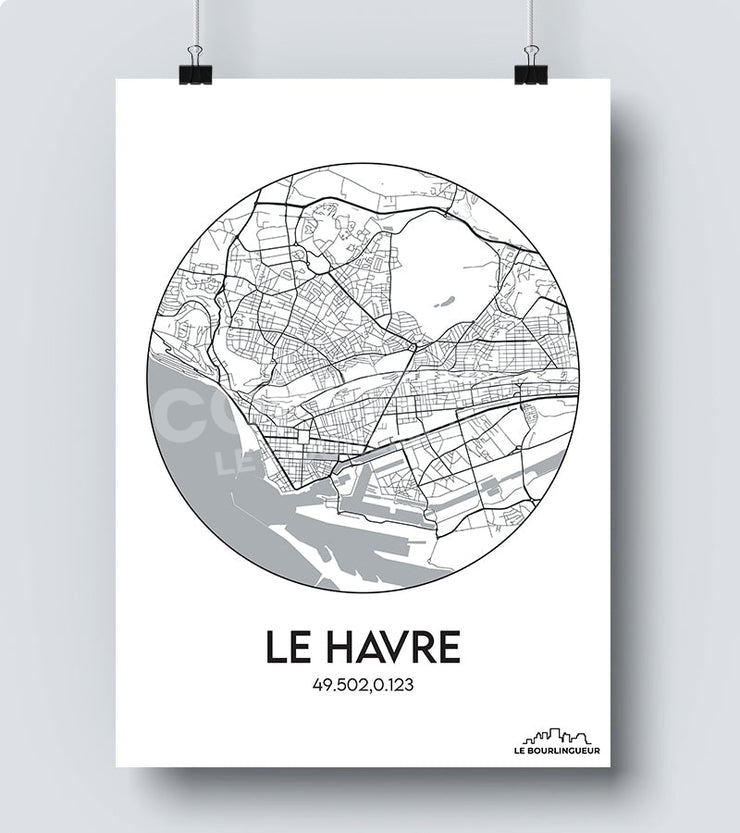 Affiche Carte Le Havre