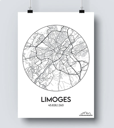 Affiche Carte Limoges