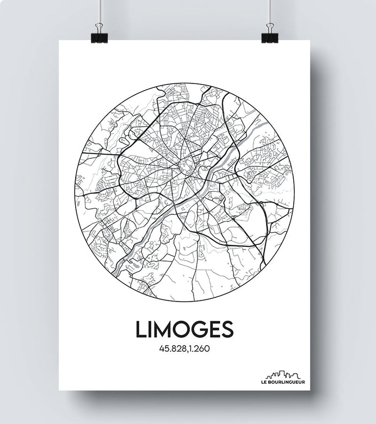 Affiche Carte Limoges