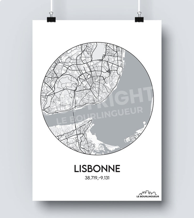 Affiche Carte Lisbonne