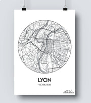 Affiche Carte Lyon