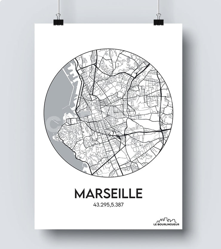 Affiche Carte Marseille